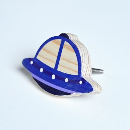 Handmade Pine Wood Spaceship Knob for Kids Furniture